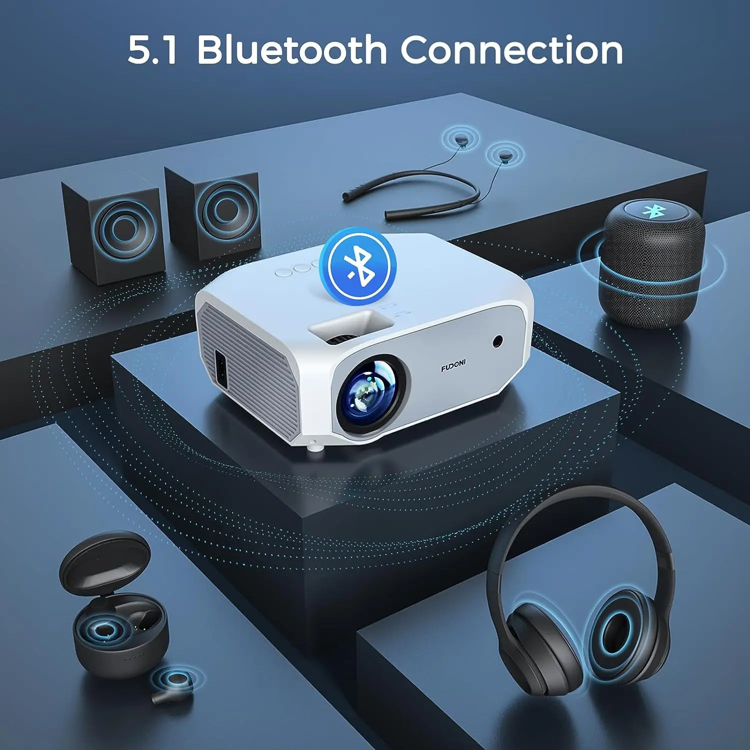 1pc Projector With Wifi And Bluetooth - Compatible With Fudoni 10000l Portable Outdoor Screen image 2