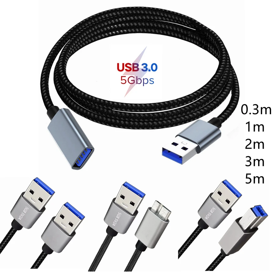 5m 3m 1m USB Printer USB3.0 Type A Male to B Micro B Female Male Cable for Canon Epson ZJiang Label USB 3.0 Scanner Printer Cord