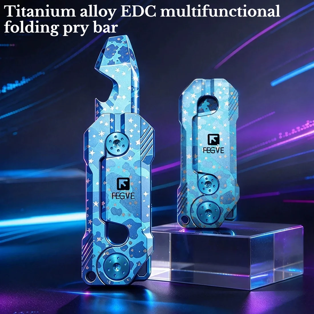 Titanium Alloy EDC Multifunctional Pry Bar Bottle Opener Portable Folding Outdoor Portable Emergency Tool