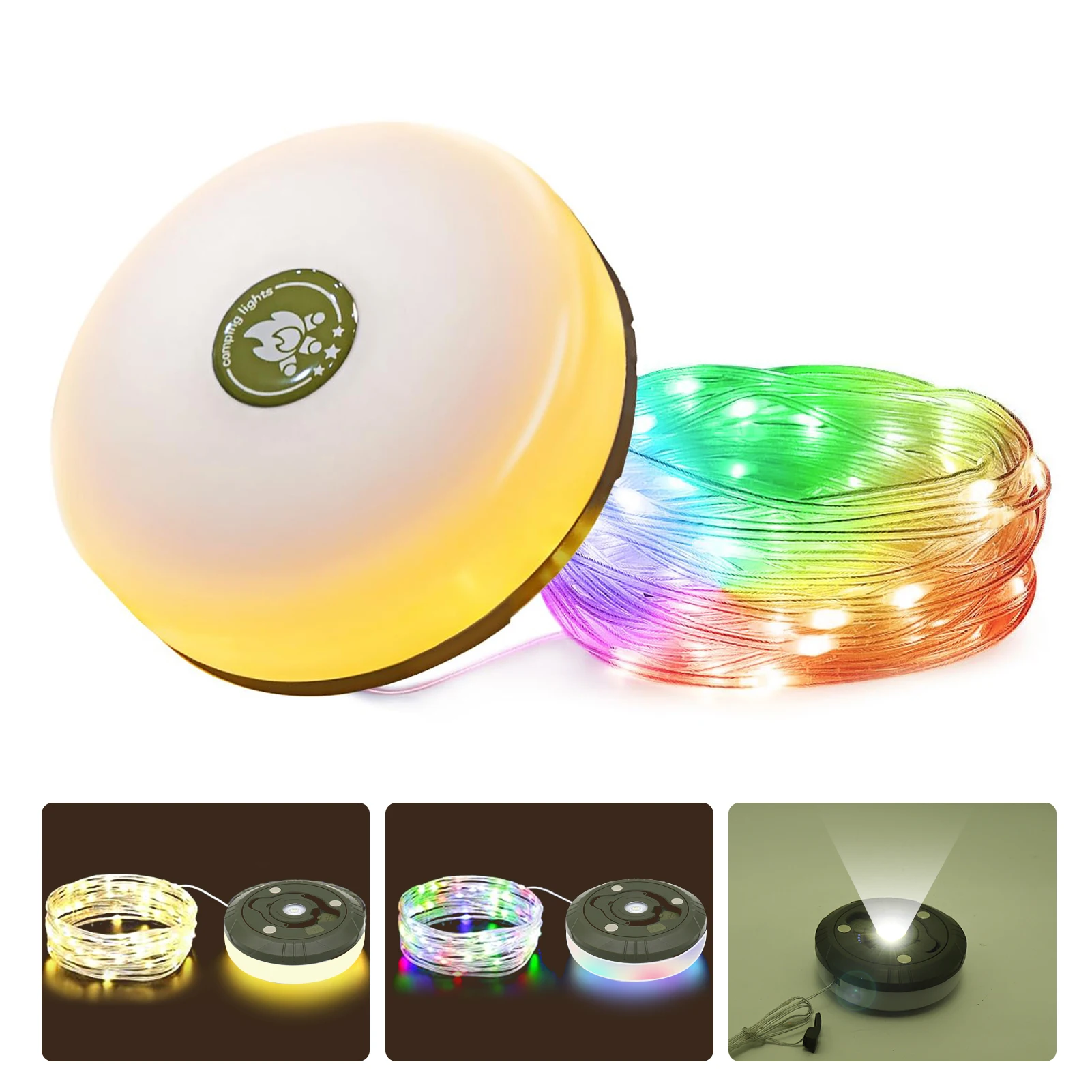 

Гирлянда для кемпинга RGB, атмосферная подсветка, перерабатываемая светодиодная ночная лампа, уличная водонепроницаемая лампа для кемпинга, световая лента для палатки, 10 м