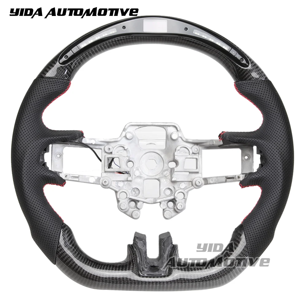 

Custom Car Steering Wheel for Ford Mustang ecoboost shelby gt500 2018 2019 2020 LED RPM Shift Light Carbon Fiber Steering Wheel