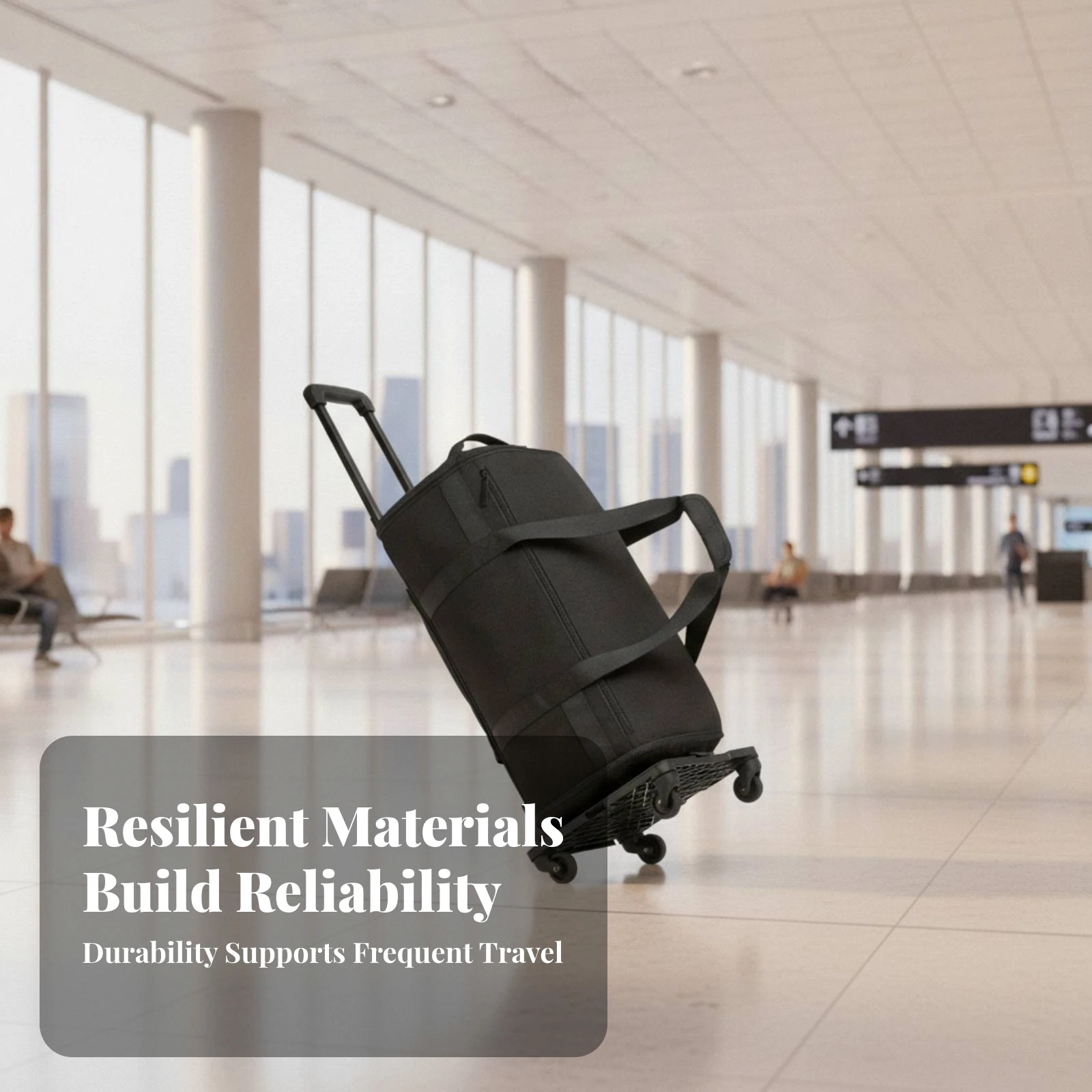 Multifunction Travel Bag Zippered Trolley Duffel Bag Rectangular Multiple Compartments