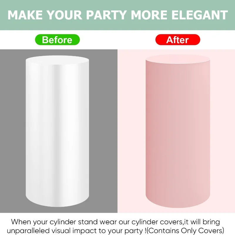 White Wedding Party Cylinder Stand Covers Spandex Pedestal Pillar Covers Decoration Props for Dessert Table Backdrop Decor Cloth view 4