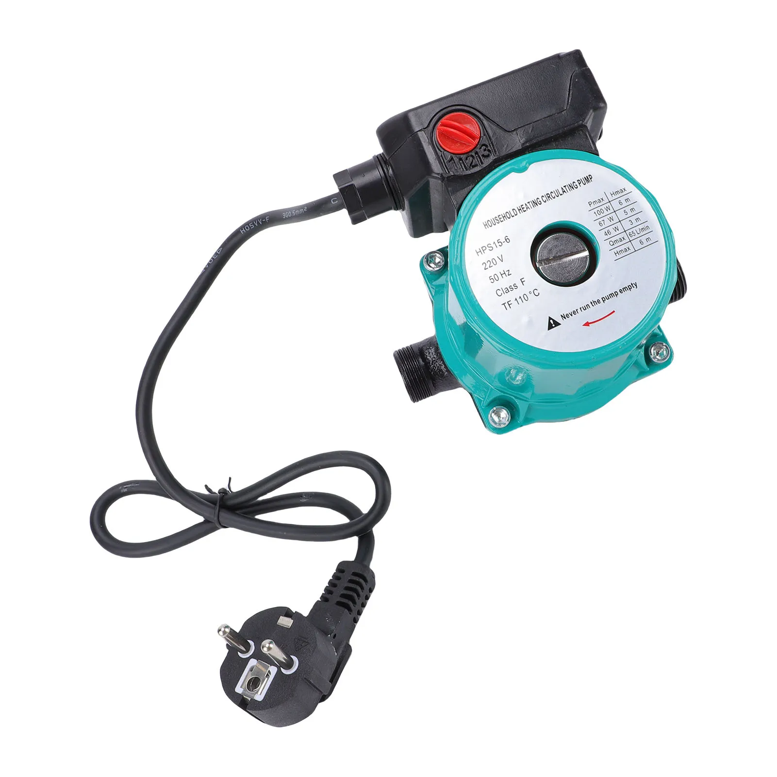 Hot Water Recirculating Pump 65L/min 46W 67W 100W 3 Speed Control Circulator 6m High Lift NPT 1in with NPT 3/4in Adapter