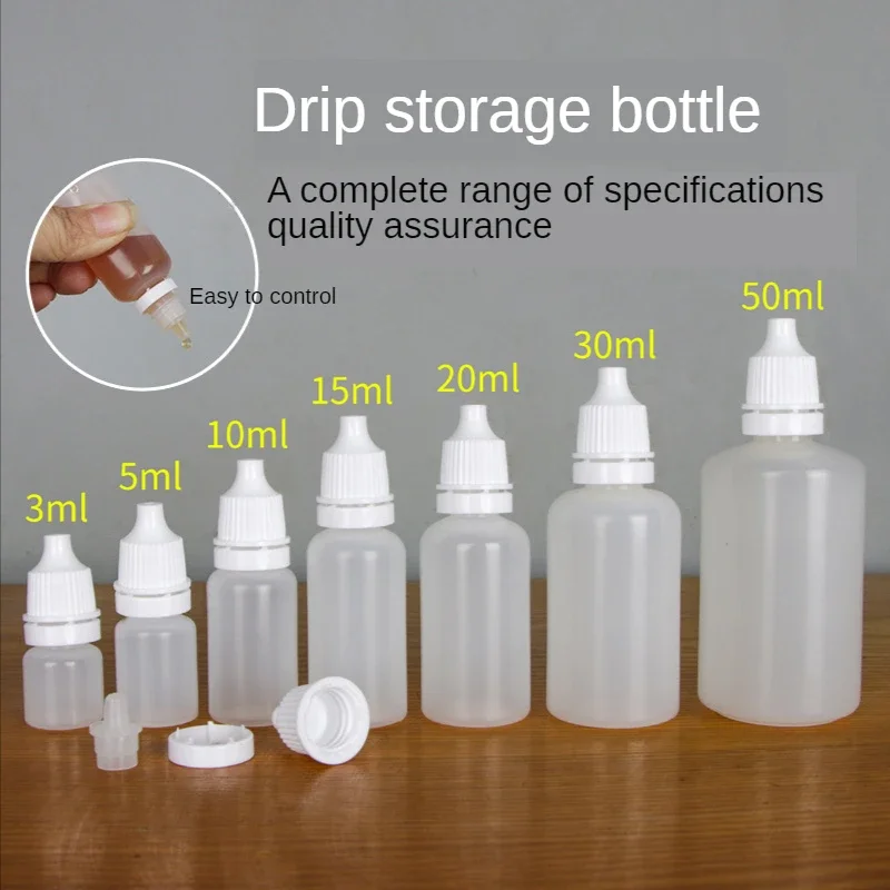 100 pz 3ML/5ML/10ML/15ML/20ML/30ML/50ML occhi all\'ingrosso contagocce liquido bottiglie riutilizzabili plastica vuota comprimibile vernice da viaggio