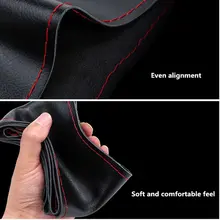 DIY Leather Steering Wheel Cover with Needles and Thread #5