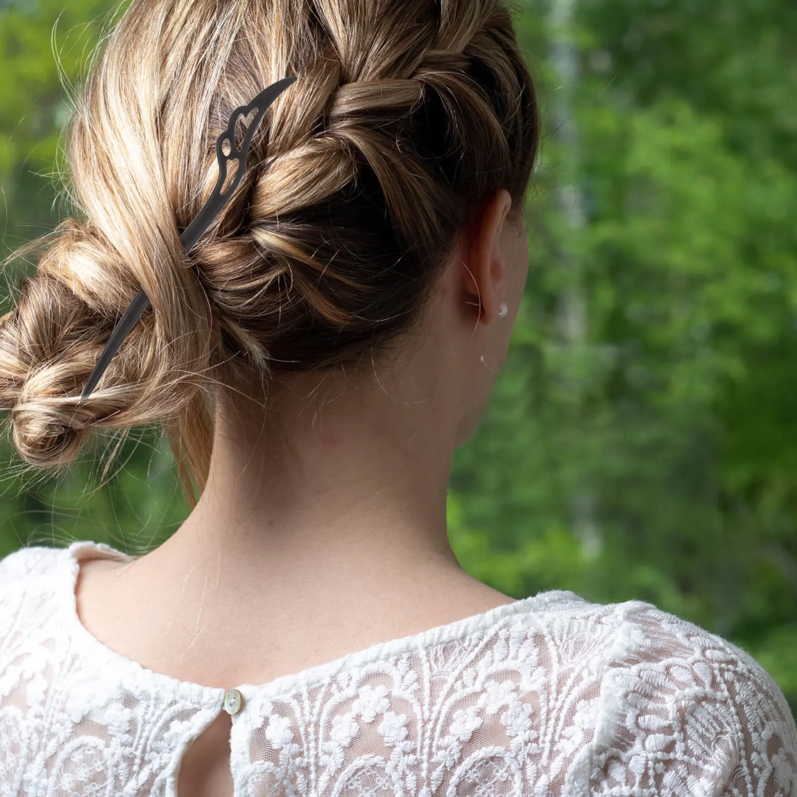 

Elegant Chinese Hairpin Handcrafted Ebony Wood Stick for Updos Retro Hair Fork Women Bun Organizer Stylish Daily Use