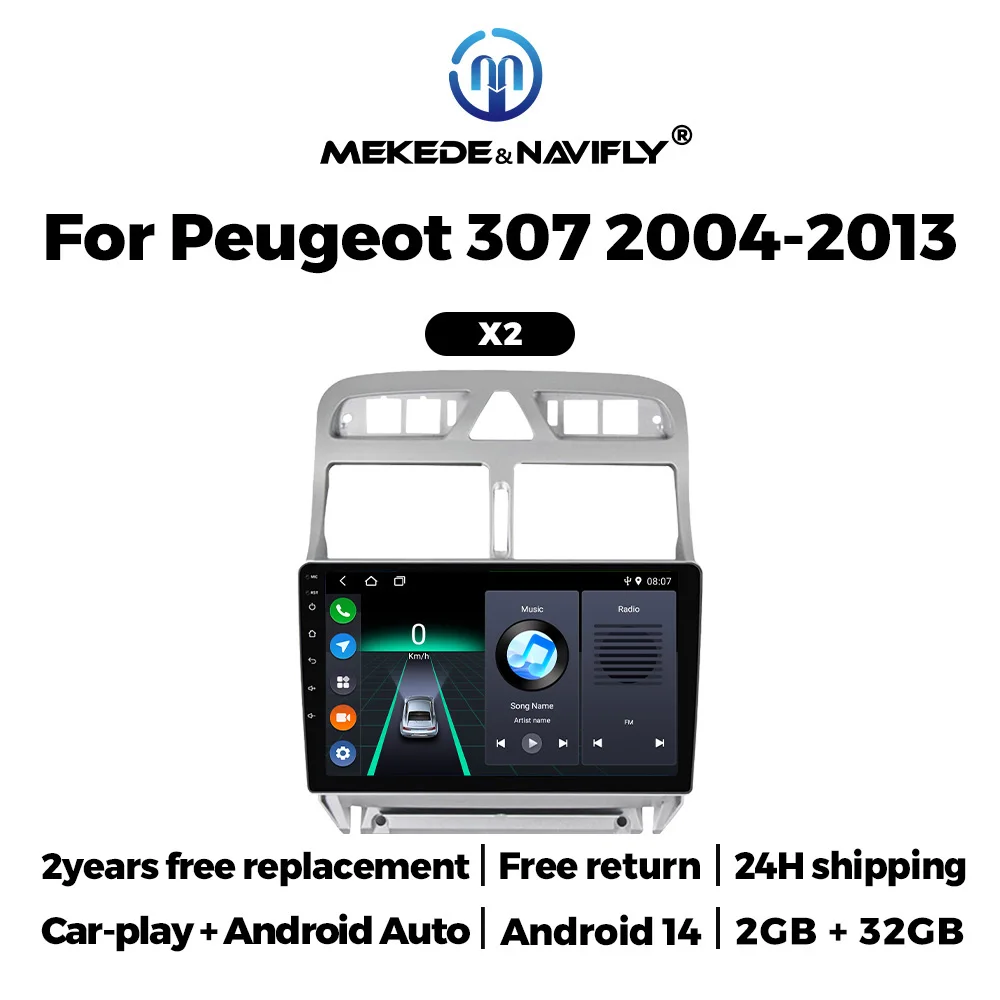 

Автомагнитола MEKEDE Android 14 9 дюймов с CarPlay для Peugeot 307 307CC 307SW 2002-2013, мультимедийная система, интеллектуальная автомобильная аудиосистема