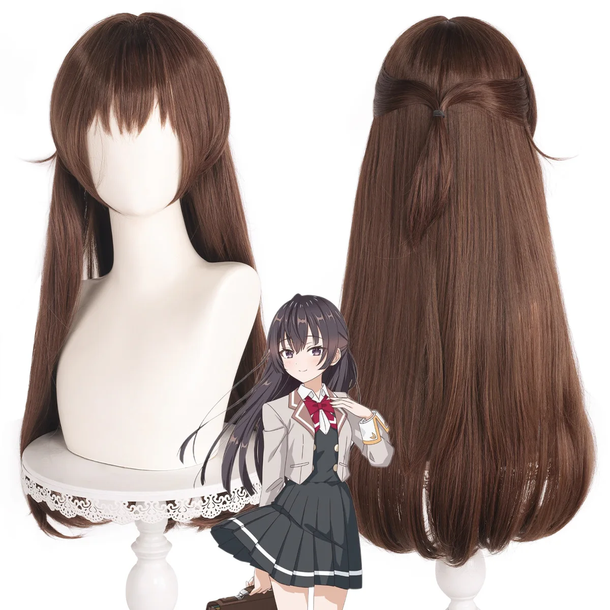 

Long Straight Synthetic Wig Cosplay Costume Party Women Natural Hairline Heat Resistant Fiber Adjustable Cap