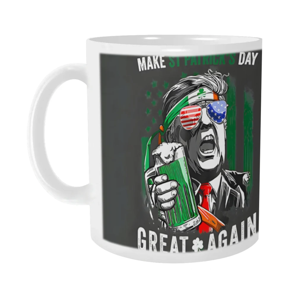 

Make St Patricks Day Great Again Fun Leprechaun Trump Beer Ceramics Coffee Mugs Tea Cup Milk Cups Gifts Drinkware Coffeeware