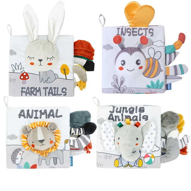 Miękkie książki dla niemowląt 3D Touch Feel High Contrast Cloth Book Early Learning Montessori Sensory Stroller Toys for Infant Toddler Gifts