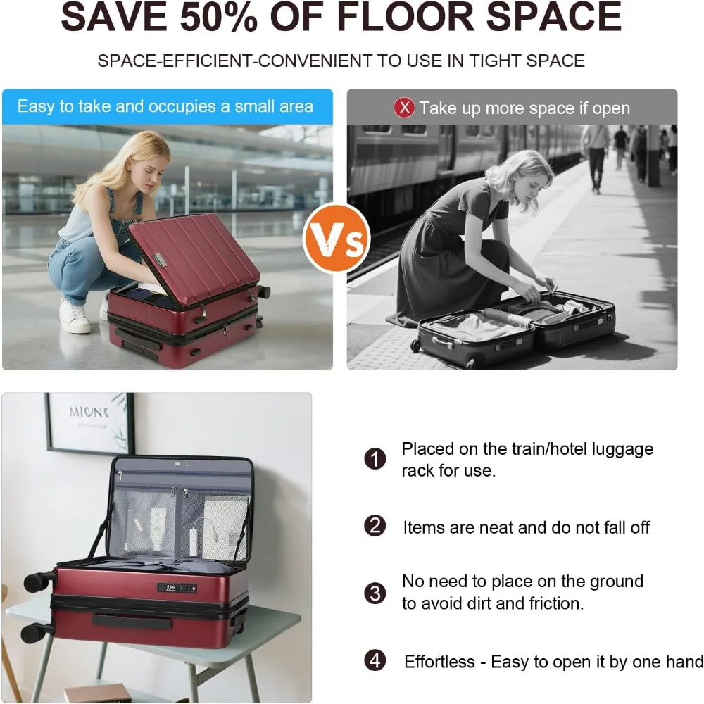 Expandable Top Loading Hard Shell Suitcase with Spinner Wheels, Large Capacity, Built-in TSA Lock, Durable Luggage for Carry On