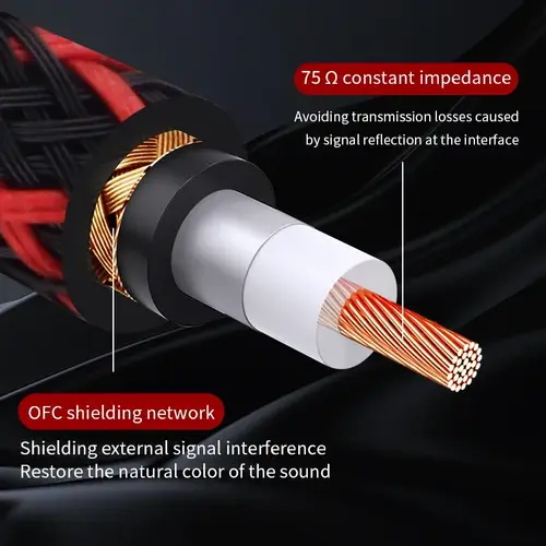 YYAUDIO 6N OFC 75ohm Hifi Digital Coaxial Audio Video Rca Cable Hi-end RCA to RCA Male Subwoofer Audio Cable Speaker Subwoofer - Image 5