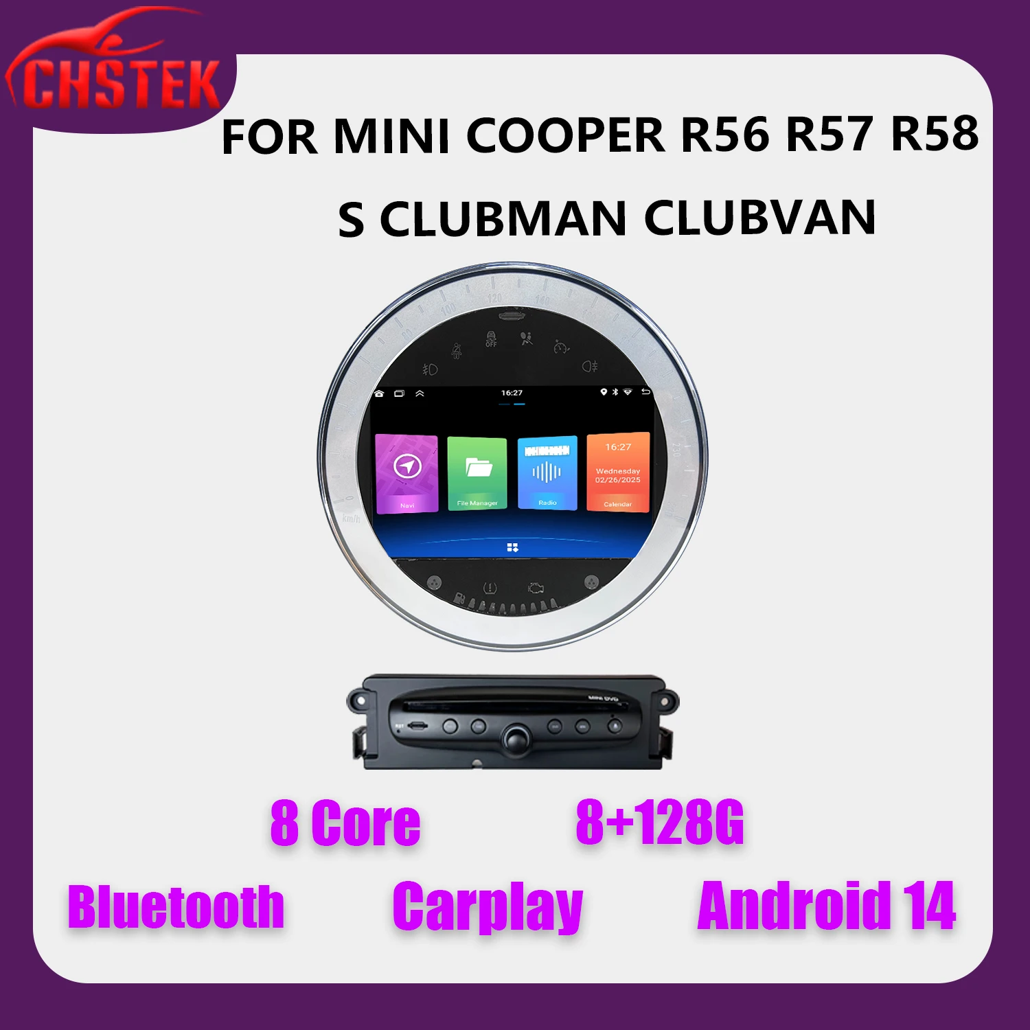CHSTEK Android Wireless Carplay For BMW Mini Cooper S Clubman R55 Clubvan R56 Cabrio R57 Coupe R58 R59 Multimedia GPS WIFI BT FM