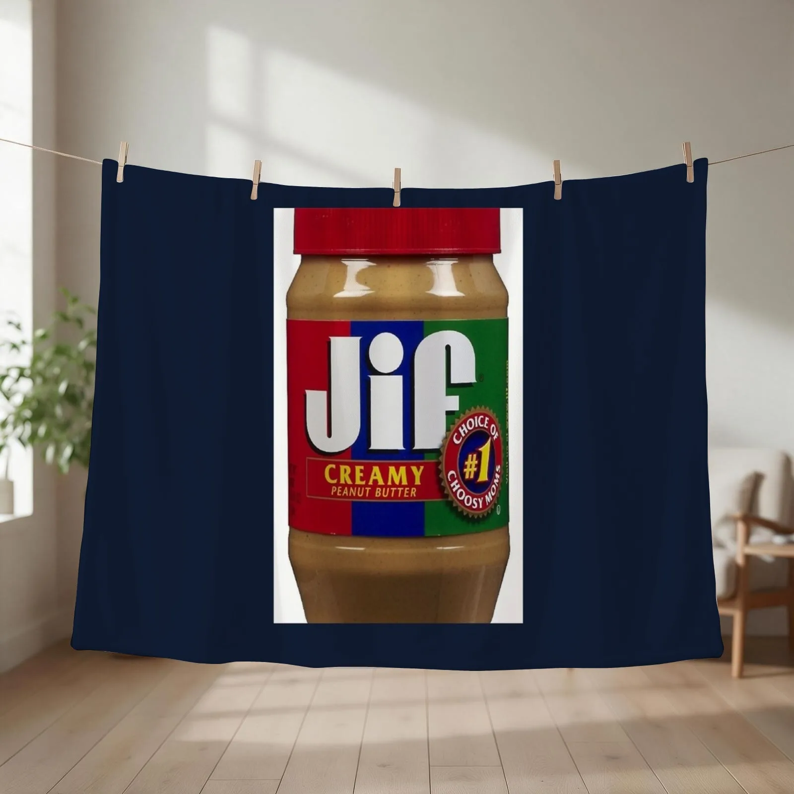 Jif Peanut Butter Extra Creamy Throw Blanket couch cozy soft plush fuzzy picnic outdoor blanket