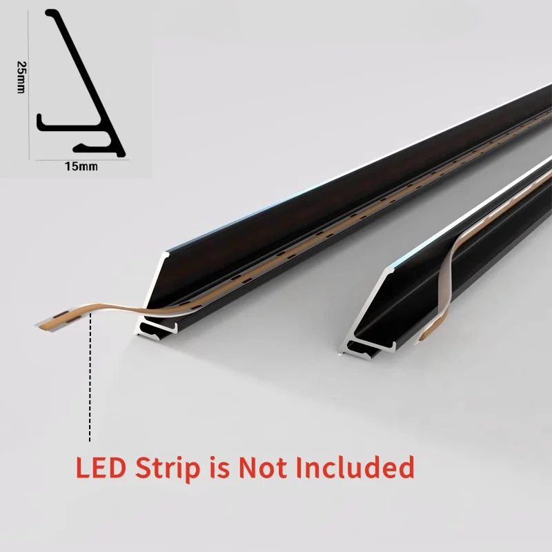 H25mm Super Invisible LED Skirting Line Aluminum Profile Top Corner Channel Diffuser Ceiling Wall Trim Baseboard Bar Strip Light