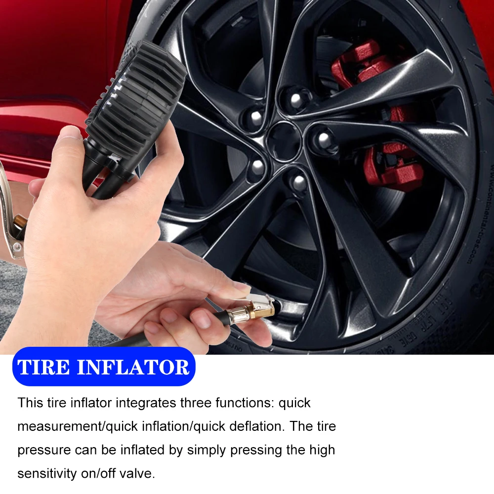 Universal LCD Digital Inflation Monitoring Manometer Tire Pressure Inflator Gauge Aluminum Alloy Air Line Clip-on Tyre Pump