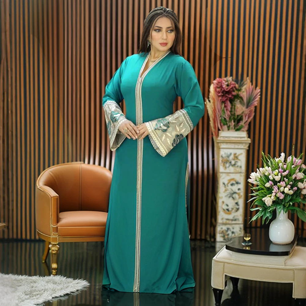 

H&D 2025 For Women African Green Dress Elegant Party Dinner Muslim Ramadan Clothes Church Robe Africains Femme Lady