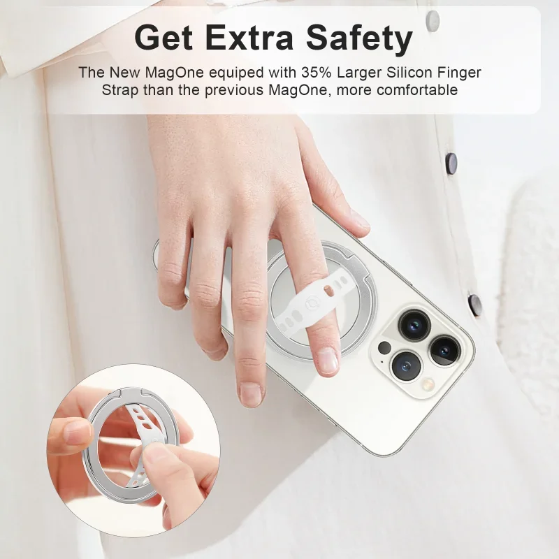 Magnetic Phone Grip and Stand with Silicone Finger Strap for Magsafe Ring Holder Only for iPhone 11 12 Pro/Pro 14Max/Mini