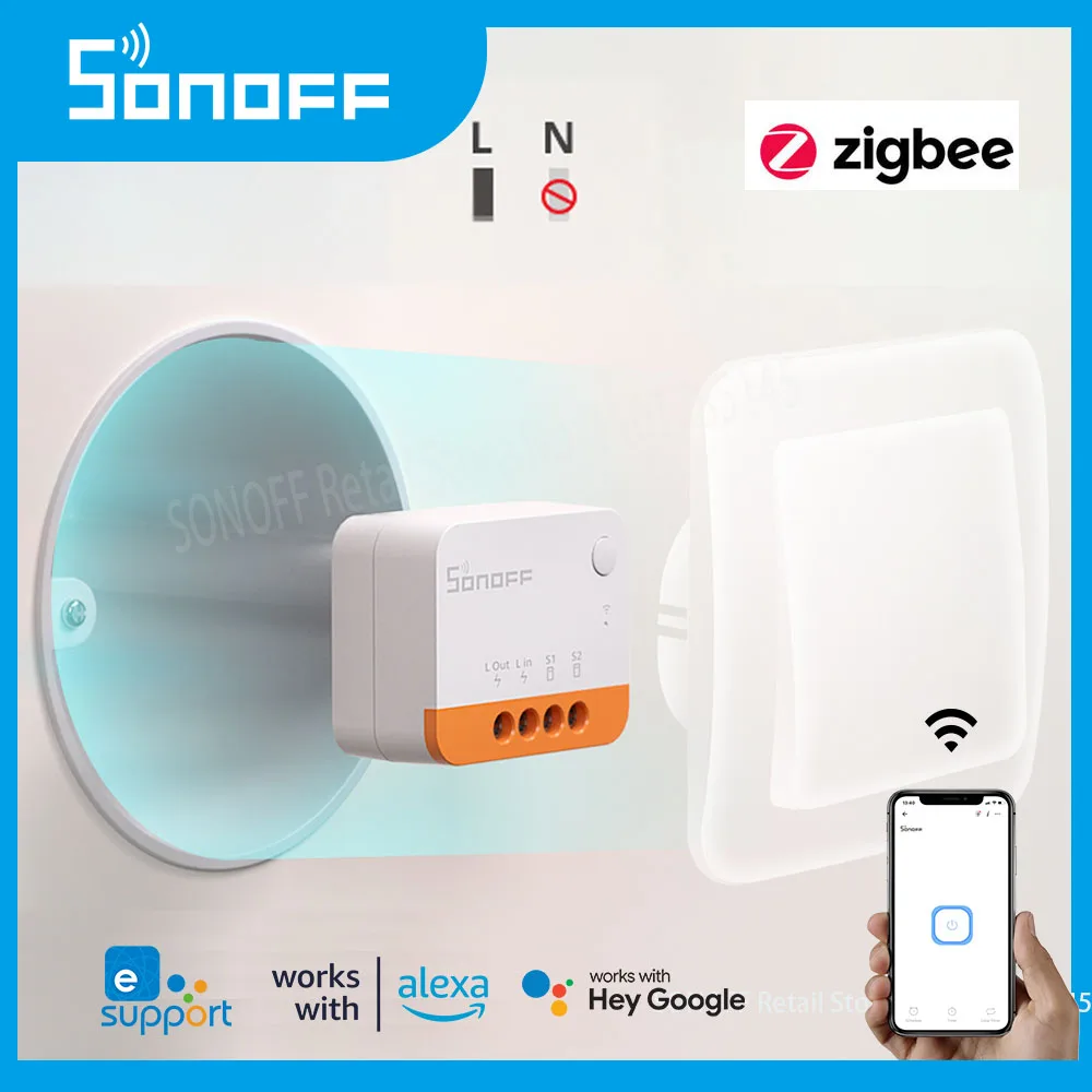 SONOFF ZBMINIL2 Extreme Zigbee Smart Switch No Neutral Wire Required Remote Controller Work with Alexa Google Alice