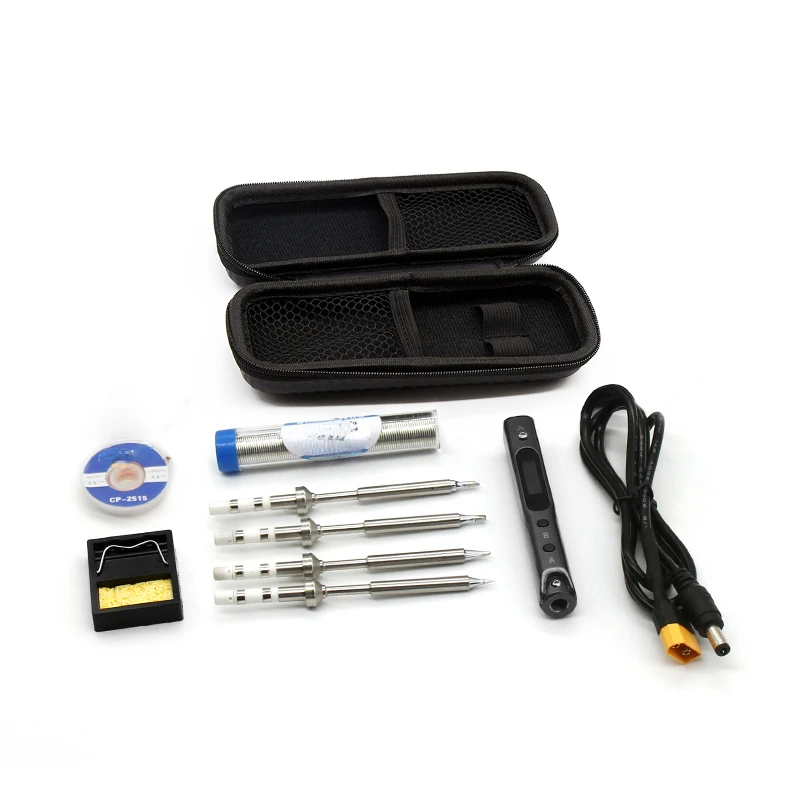 Mini SQ-001 65W Digital OLED Programmable Interface DC5525 Soldering Iron Kit Plus with Tool Bag