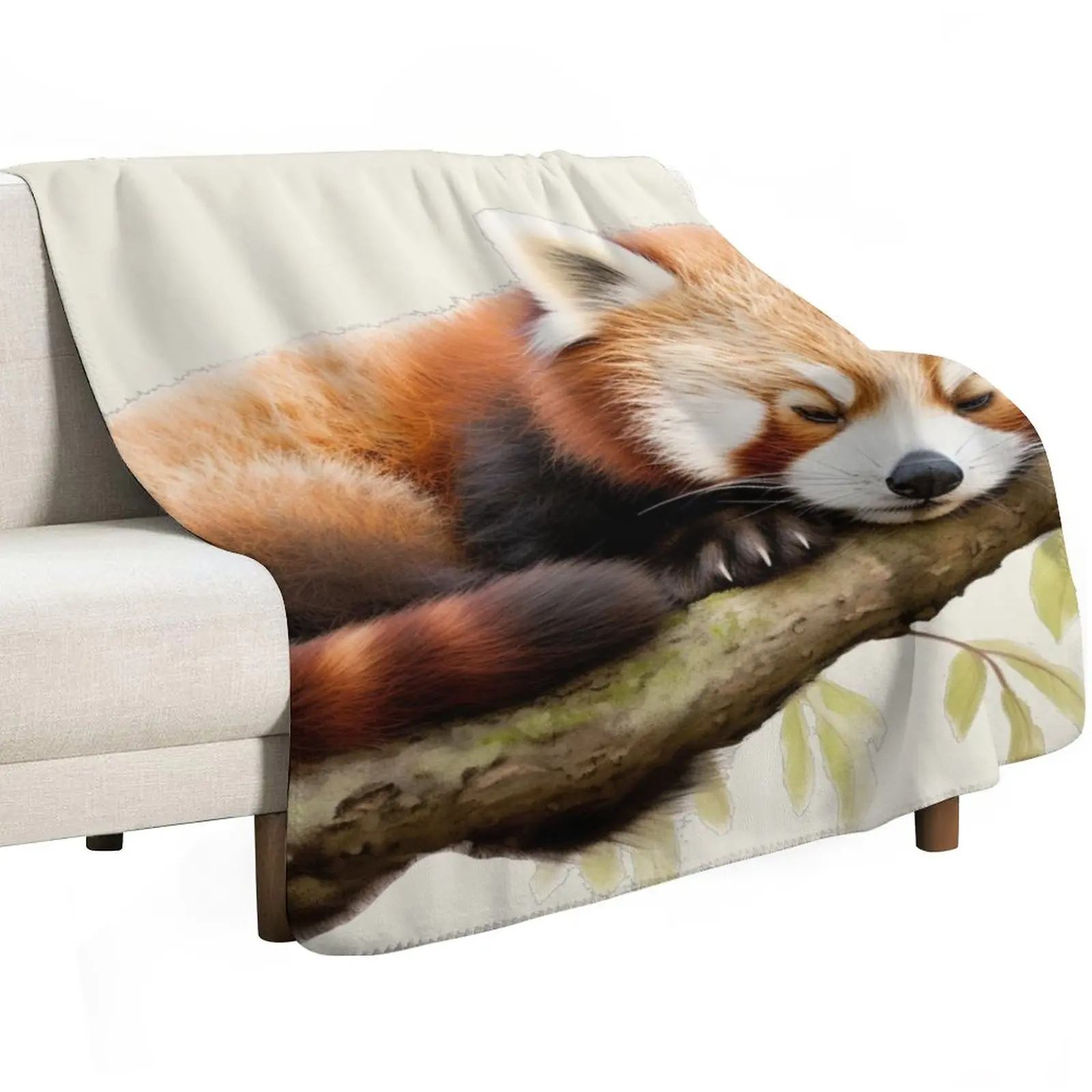 Sleepy red panda Throw Blanket Furrys Warm Shaggy Flannels cosplay anime Luxury Brand Blankets