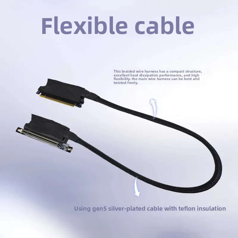 For PCIe 5.0 X16 Graphics Card Extension Cable PCIE 5.0 Adapter Riser Cable for GPU High Speed Data Transfer Extender Cord