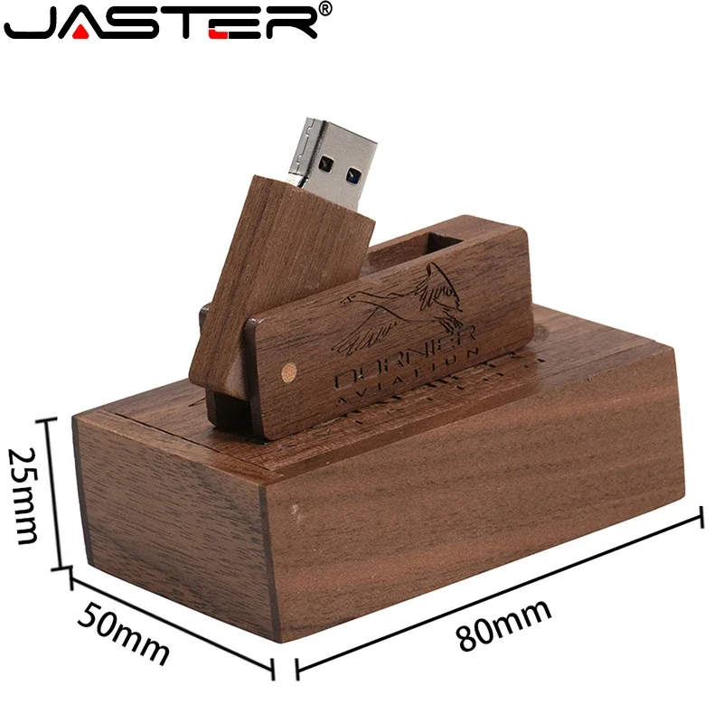 JASTER Wooden Box USB Flash Drives 128GB Creative Wedding Gift Memory stick 64GB Free Custom Logo Pen Drive 32GB Pendrive 16GB U