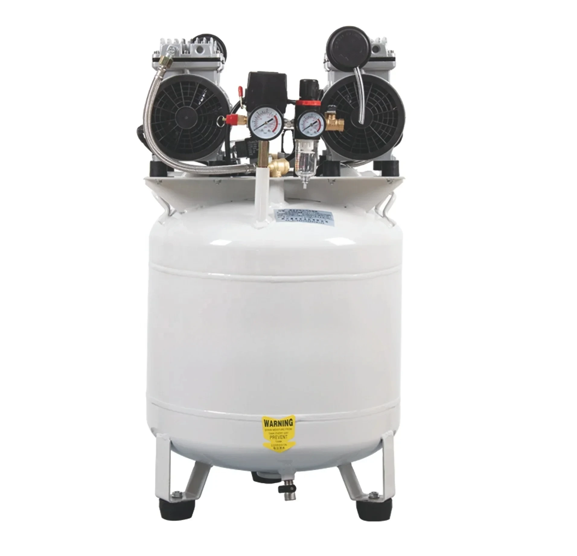 den tal luchtcompressor tweekoppig met verticale tank 50L