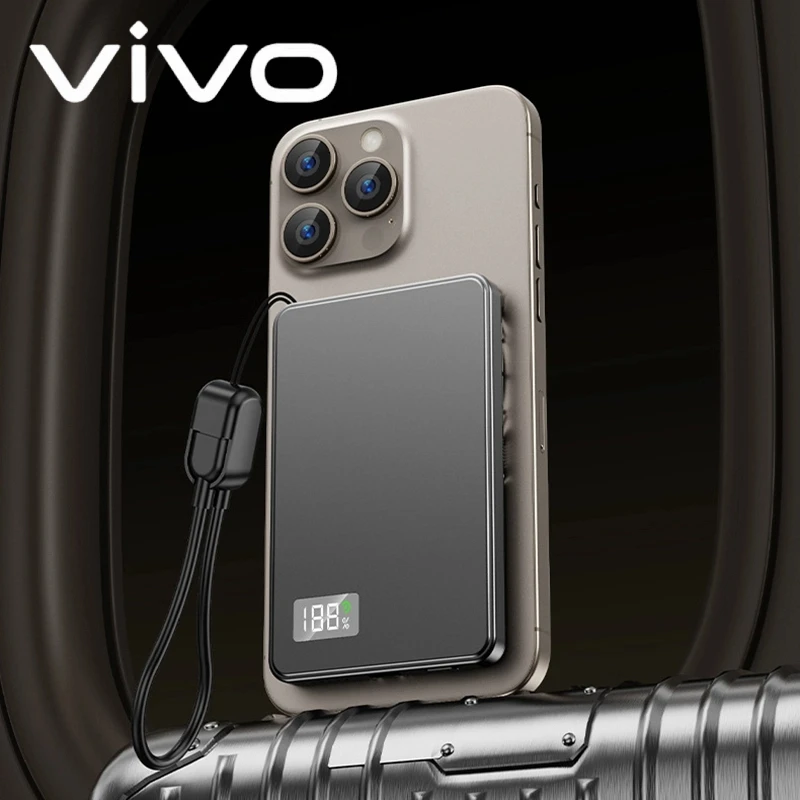 VIVO 20000mAh بنك طاقة مغناطيسي رفيع للغاية PD22.5W لاسلكي سريع الشحن شاشة عرض بطارية محمولة لهاتف iPhone Samsung