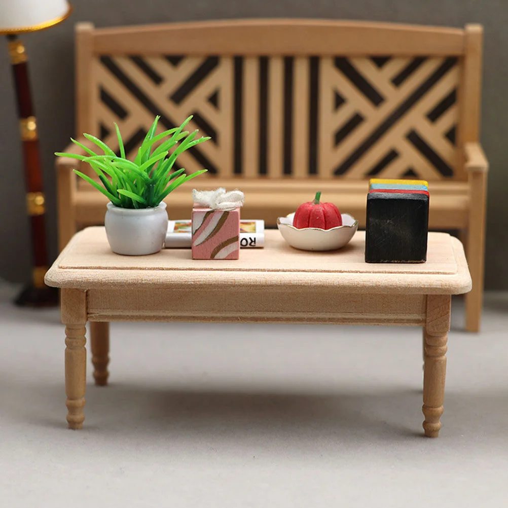 Plain Blank Coffee Table Desk Mini Wooden Tea Uncolored Small Toy Room End Model Decor House Adorn Child