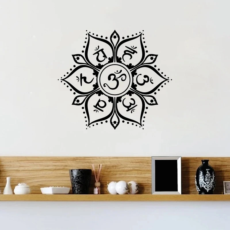 Yoga Symbols Vinyl Wall Stickers Namaste Mandala Meditation Wall Decals for Yoga Room Home Decoration Decal Removable S598