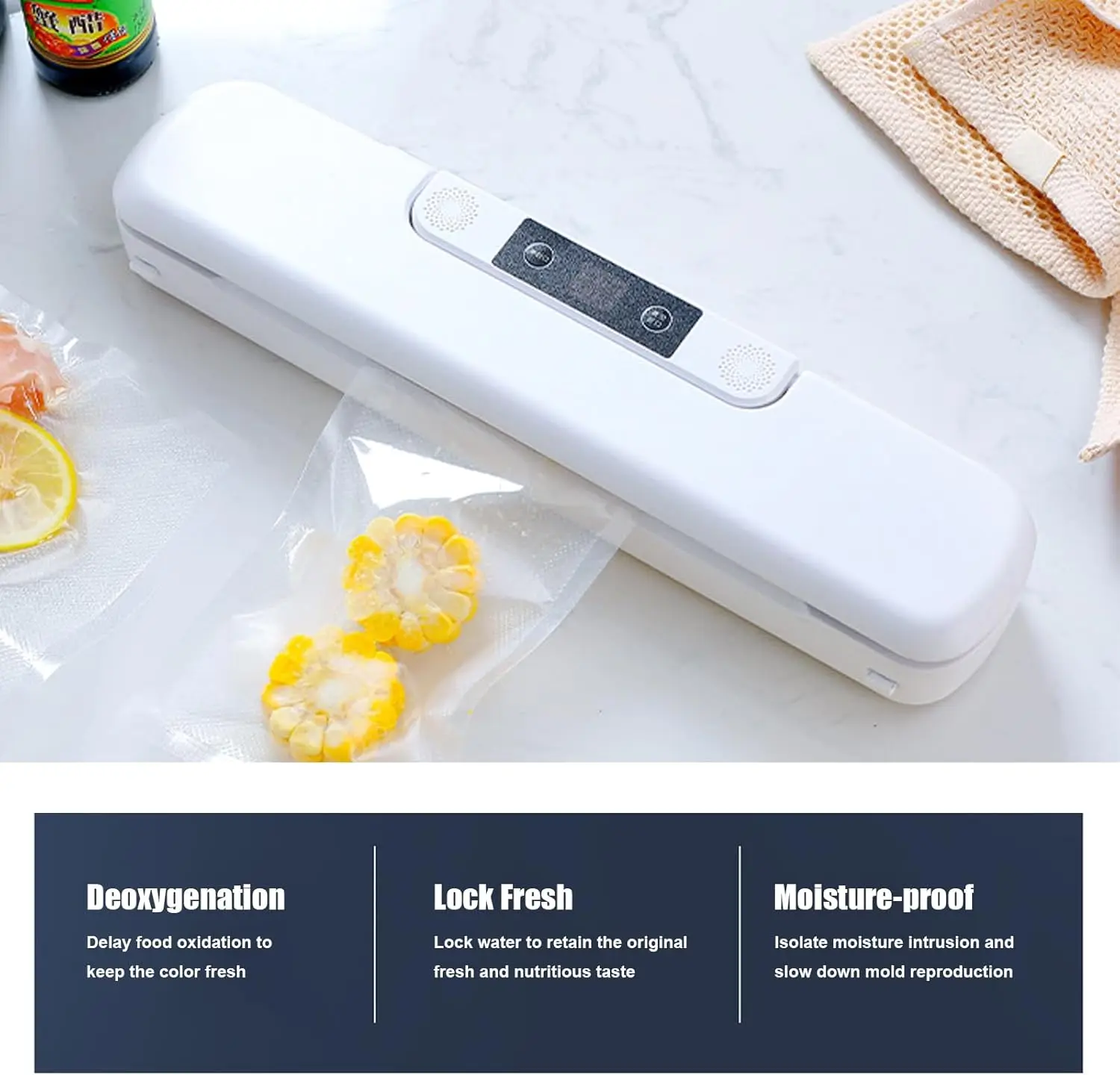 Vacuum Sealer Machine , Wet/Dry Automatic for Meat Saver & Preservation (White)