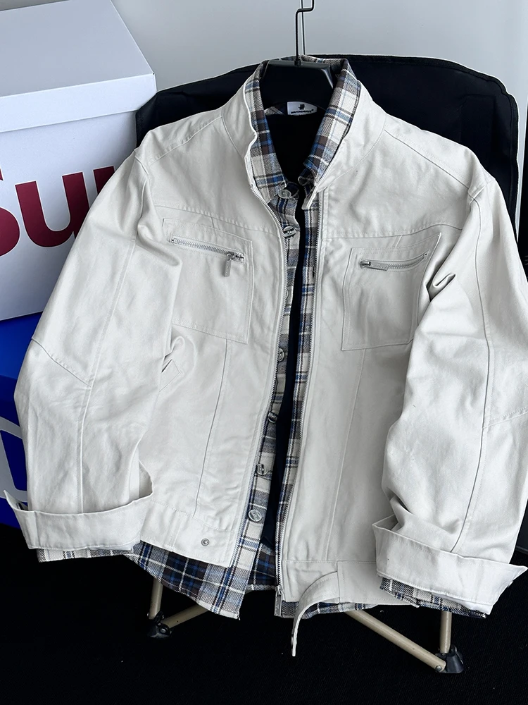 

Джинсовая куртка Waed в винтажном стиле, весна-осень, с высоким воротником, в американском ретро-стиле, для пар, рабочая одежда, молодежная мода