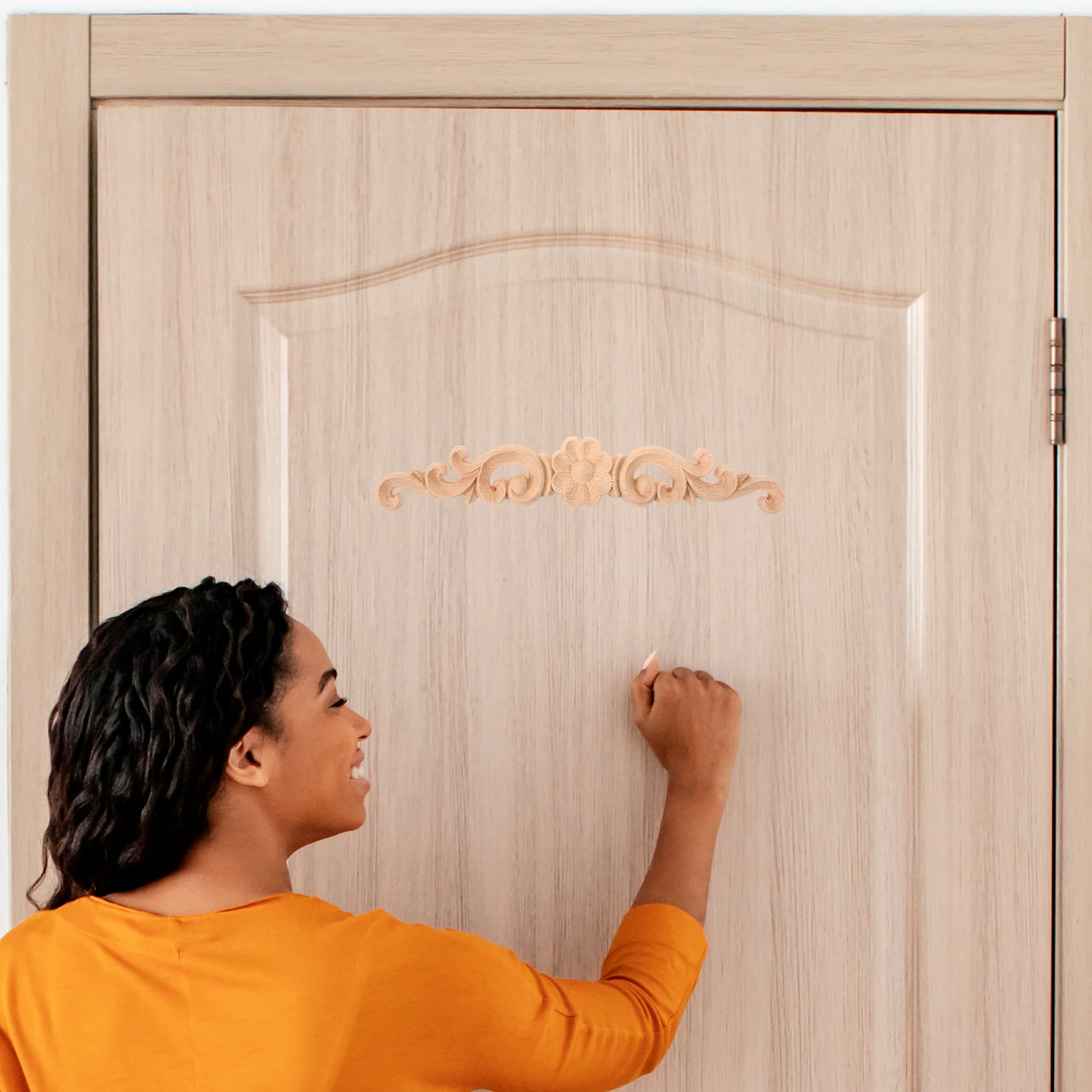 

2Pcs Carved Solid Wood Corner Onlay Applique Unpainted Frames Decorative Furniture Door Cabinet Wall Art Wood Onlay