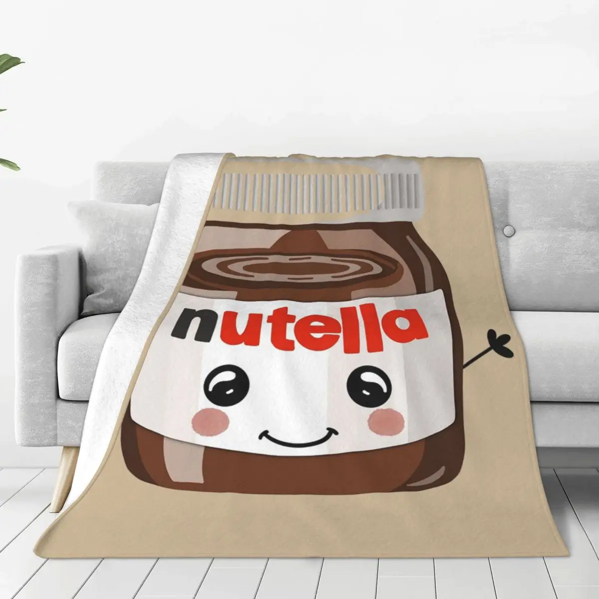 Nutella Cutie Blankets Soft Warm Flannel Throw Blanket Plush for Bed Living room Picnic Travel Home Sofa