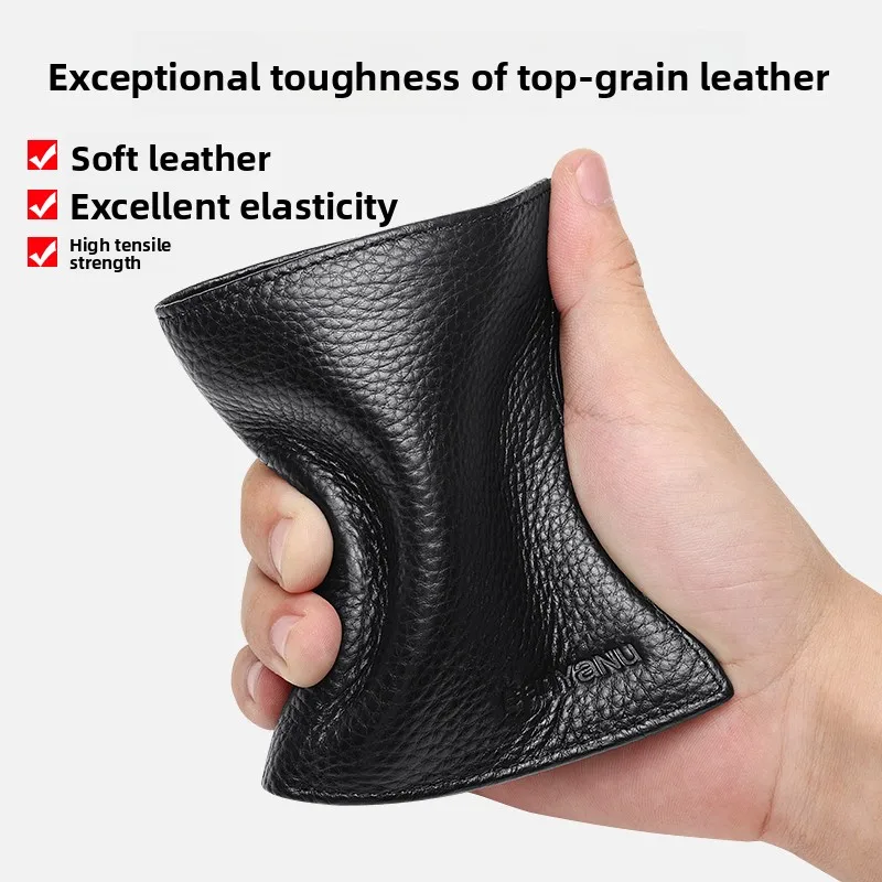 ultra-thin-top-layer-cowhide-leather-wallet-short-style-zipper-money-clip-for-men-and-women-business-casual-trendy-design