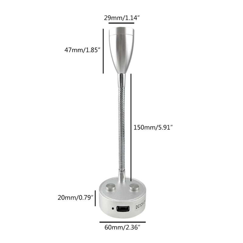 柔軟なグースネック壁ランプボート LED 読書灯タッチスイッチ 12V 24V