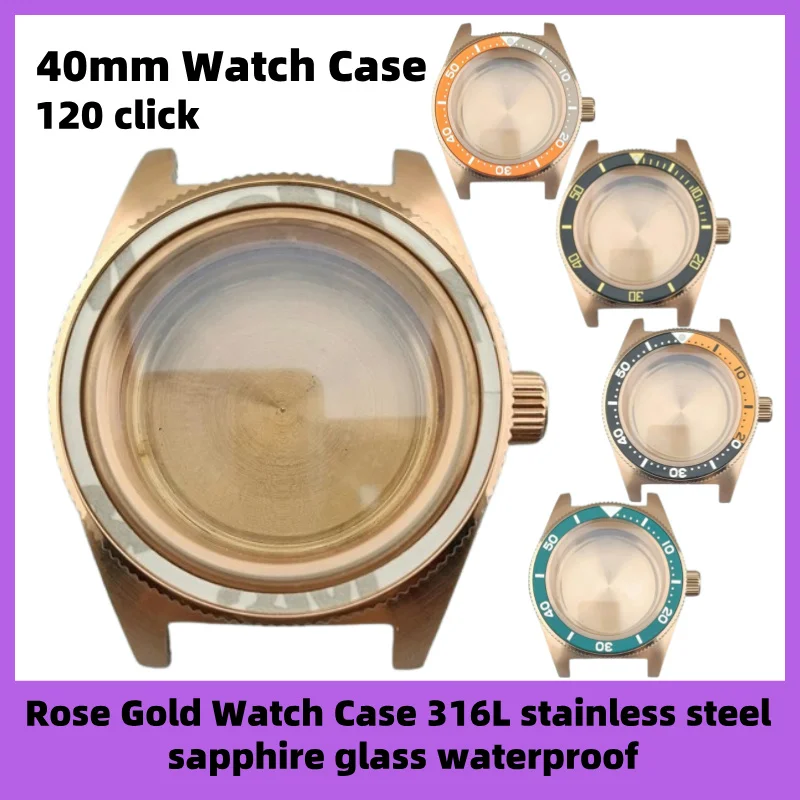 40mm NH34 NH35 NH36 movement Mount 120 click watch case 10bar waterproof 316L stainless steel sapphire glass fit 28.5mm dial