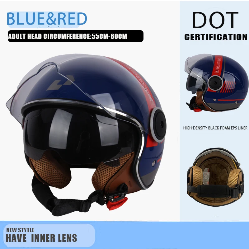 UCHOOSE DOT-zertifizierter Vintage-Helm, offener Motorrad-Helm mit offenem Gesicht, Retro-3/4-Helm, Cruise Casco Casque Moto, Herren und Damen 9