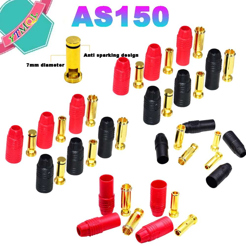 

5-30Pcs AS150 Male Female Anti Spark Connector 7mm Gold Plated Banana Plug Set for RC Battery ESC Drone Car Boat