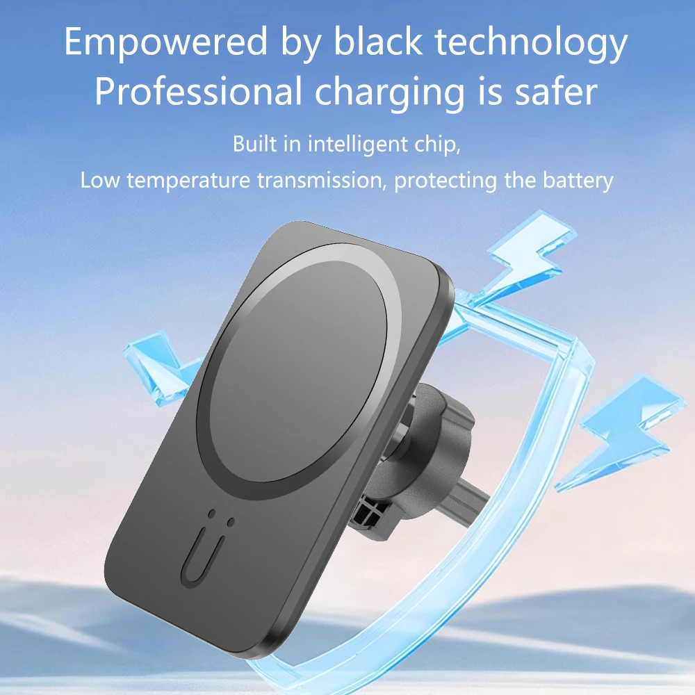 15W Magnetic Car Wireless Charger For iPhone 16 15 14 13 12 Pro Max Macsafe Car Phone Holder Stand Mount Fast Charging Station