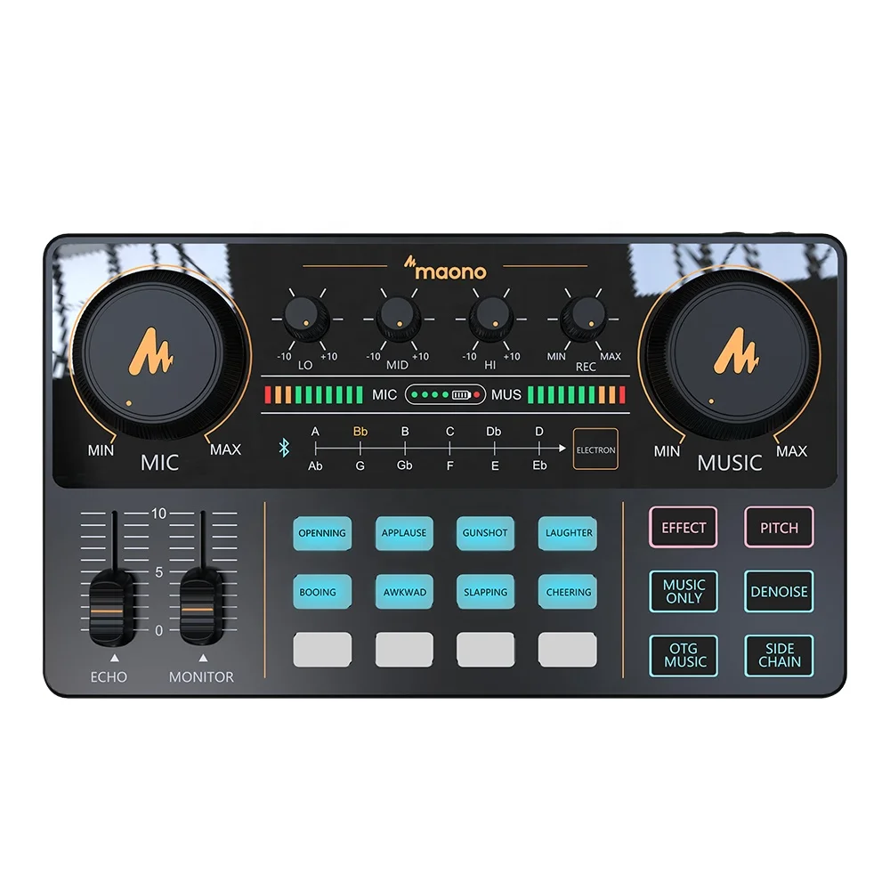 MAONO V8 - Set de Mezclador de Sonido para Teléfono Móvil, Mezclador de Audio con Micrófono para Transmisión en Vivo, Equipo de Podcast, Tarjetas de Sonido