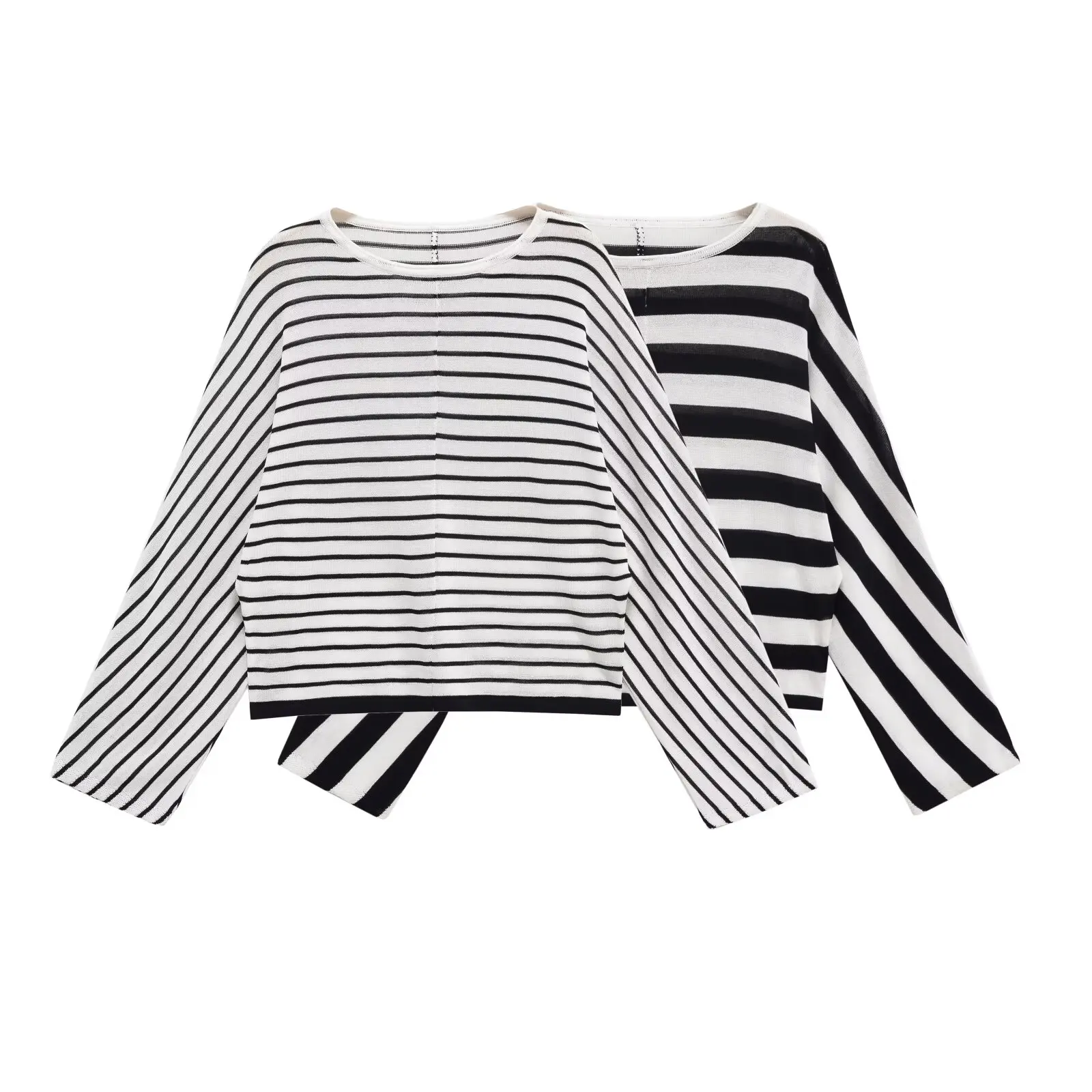 

Faionable Striped Casual Batwing Sve Top Women's T-irt Classic Leisure Sle Slimming Effect ZAAR All-Match 2025 Summer