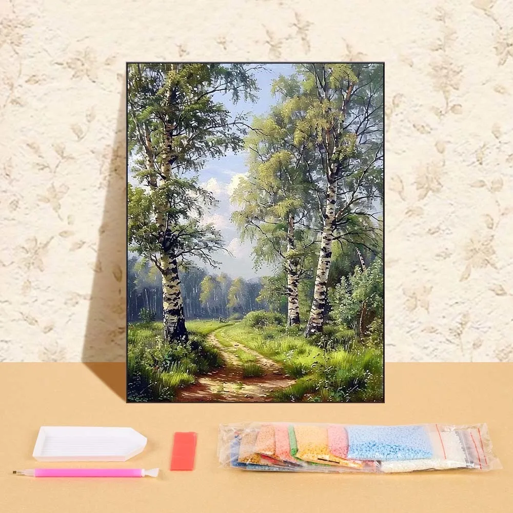 

Full Rhinestones Diamond Painting Frameless DIY Cross Stitch Spring Forest Mosaic Diamond Gifts Wall Art Artwork Landscape