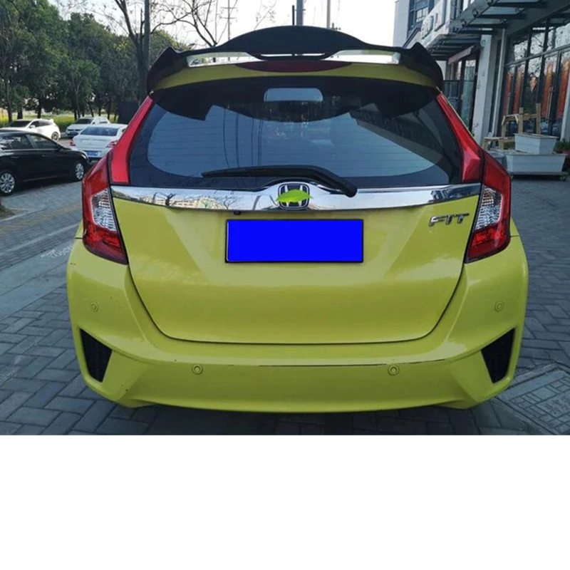 For New Product Spoiler Honda Fit ABS Material Car Rear Wing Honda Jazz Primer Color Rear Spoiler Tail Fin Accessories 2014-2019