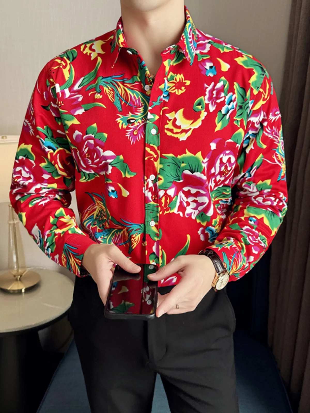 

Мужская повседневная рубашка с длинным рукавом Northeast Big Flower, весна-осень, модный бренд Haome, премиум-класс, для отдыха