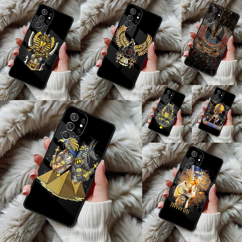 Egypt Nefertiti Anubis Ankh Phone Case For Samsung Galaxy S24 S25 S26 Ultra S22 S23 Plus S21 S20 FE Note10 TPU Cover