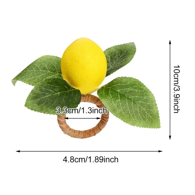 48PCS Simulation Lemon Plant Napkin Ring Fruit Meal Buckle Hotel Model Room Napkin Ring Napkin Buckle Party Supplies