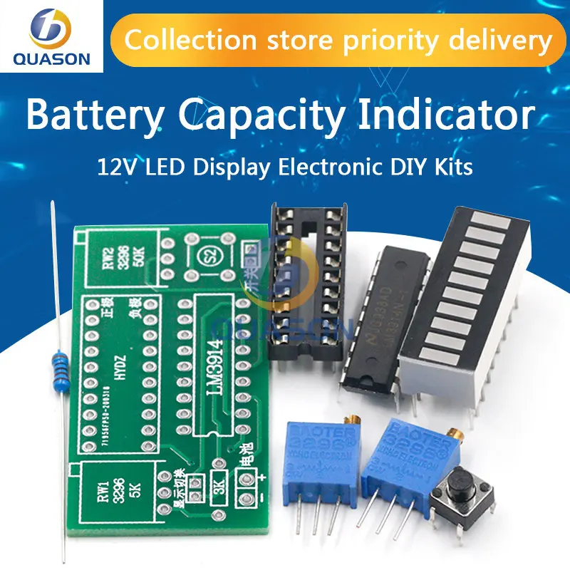 LM3914 10 Segment 3.7V Lithium 12V Battery Capacity Indicator Module Power Level Tester LED Display Electronic DIY Kits